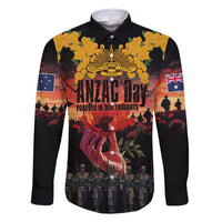 Australia ANZAC Day Family Matching Mermaid Dress and Hawaiian Shirt Forever in My Thoughts LT03 Dad's Shirt - Long Sleeve Black - Polynesian Pride
