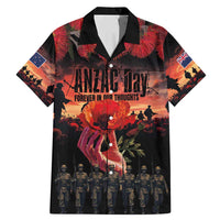 New Zealand ANZAC Day Family Matching Mermaid Dress and Hawaiian Shirt Forever in My Thoughts LT03 Dad's Shirt - Short Sleeve Black - Polynesian Pride