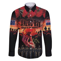 New Zealand ANZAC Day Family Matching Off Shoulder Short Dress and Hawaiian Shirt Forever in My Thoughts LT03 Dad's Shirt - Long Sleeve Black - Polynesian Pride
