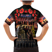 Australia and New Zealand ANZAC Day Family Matching Mermaid Dress and Hawaiian Shirt Kangaroo and Kiwi Bird Soldier - Forever in My Thoughts LT03 - Polynesian Pride