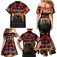 Australia and New Zealand ANZAC Day Family Matching Mermaid Dress and Hawaiian Shirt Kangaroo and Kiwi Bird Soldier - Forever in My Thoughts LT03 - Polynesian Pride