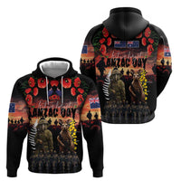 Australia and New Zealand ANZAC Day Hoodie Kangaroo and Kiwi Bird Soldier - Forever in My Thoughts LT03 - Polynesian Pride