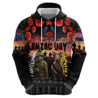 Australia and New Zealand ANZAC Day Hoodie Kangaroo and Kiwi Bird Soldier - Forever in My Thoughts LT03 - Polynesian Pride