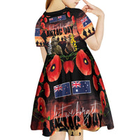 Australia and New Zealand ANZAC Day Kid Short Sleeve Dress Kangaroo and Kiwi Bird Soldier - Forever in My Thoughts LT03 - Polynesian Pride