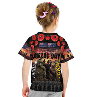 Australia and New Zealand ANZAC Day Kid T Shirt Kangaroo and Kiwi Bird Soldier - Forever in My Thoughts LT03 - Polynesian Pride