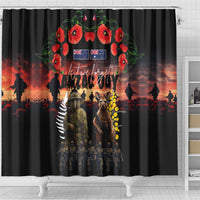 Australia and New Zealand ANZAC Day Shower Curtain Kangaroo and Kiwi Bird Soldier - Forever in My Thoughts LT03 - Polynesian Pride