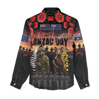 Australia and New Zealand ANZAC Day Women Casual Shirt Kangaroo and Kiwi Bird Soldier - Forever in My Thoughts LT03 - Polynesian Pride