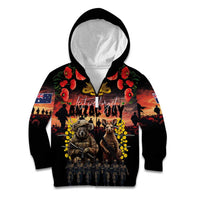 Australia ANZAC Day Kid Hoodie Kangaroo and Koala Soldier - Forever in My Thoughts LT03 Zip Hoodie Black - Polynesian Pride