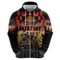 Australia ANZAC Day Zip Hoodie Kangaroo and Koala Soldier - Forever in My Thoughts LT03 - Polynesian Pride