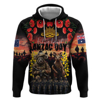 Australia ANZAC Day Zip Hoodie Kangaroo and Koala Soldier - Forever in My Thoughts LT03 Pullover Hoodie Black - Polynesian Pride