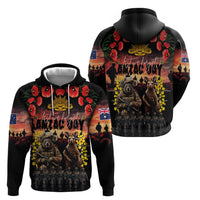 Australia ANZAC Day Zip Hoodie Kangaroo and Koala Soldier - Forever in My Thoughts LT03 - Polynesian Pride