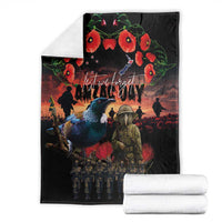New Zealand ANZAC Day Blanket Tui Bird and Kiwi Bird Soldier - Forever in My Thoughts
