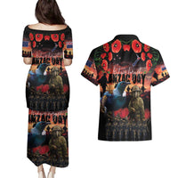 New Zealand ANZAC Day Couples Matching Puletasi and Hawaiian Shirt Tui Bird and Kiwi Bird Soldier - Forever in My Thoughts LT03 - Polynesian Pride