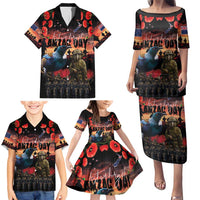 New Zealand ANZAC Day Family Matching Puletasi and Hawaiian Shirt Tui Bird and Kiwi Bird Soldier - Forever in My Thoughts LT03 - Polynesian Pride