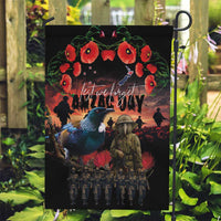 New Zealand ANZAC Day Garden Flag Tui Bird and Kiwi Bird Soldier - Forever in My Thoughts LT03 Garden Flag Black - Polynesian Pride