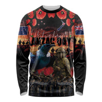 New Zealand ANZAC Day Long Sleeve Shirt Tui Bird and Kiwi Bird Soldier - Forever in My Thoughts LT03 Unisex Black - Polynesian Pride