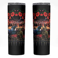 New Zealand ANZAC Day Skinny Tumbler Tui Bird and Kiwi Bird Soldier Forever in My Thoughts LT03 Black - Polynesian Pride