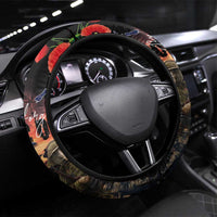 New Zealand ANZAC Day Steering Wheel Cover Tui Bird and Kiwi Bird Soldier - Forever in My Thoughts LT03 Universal Fit Black - Polynesian Pride