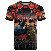 New Zealand ANZAC Day T Shirt Tui Bird and Kiwi Bird Soldier - Forever in My Thoughts LT03 Black - Polynesian Pride