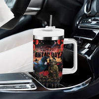 New Zealand ANZAC Day Tumbler With Handle Tui Bird and Kiwi Bird Soldier Forever in My Thoughts LT03 - Polynesian Pride