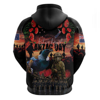 New Zealand ANZAC Day Zip Hoodie Tui Bird and Kiwi Bird Soldier - Forever in My Thoughts LT03 - Polynesian Pride