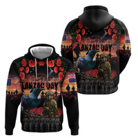 New Zealand ANZAC Day Zip Hoodie Tui Bird and Kiwi Bird Soldier - Forever in My Thoughts LT03 - Polynesian Pride