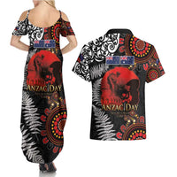 Australia and New Zealand ANZAC Day Couples Matching Summer Maxi Dress and Hawaiian Shirt Aboriginal and Maori Art Pattern - Gallipoli Lest We Forget LT03 - Polynesian Pride