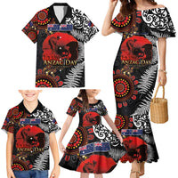 Australia and New Zealand ANZAC Day Family Matching Mermaid Dress and Hawaiian Shirt Aboriginal and Maori Art Pattern - Gallipoli Lest We Forget LT03 - Polynesian Pride
