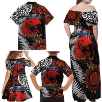 Australia and New Zealand ANZAC Day Family Matching Off Shoulder Maxi Dress and Hawaiian Shirt Aboriginal and Maori Art Pattern - Gallipoli Lest We Forget LT03 - Polynesian Pride
