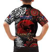 Australia and New Zealand ANZAC Day Family Matching Puletasi and Hawaiian Shirt Aboriginal and Maori Art Pattern - Gallipoli Lest We Forget LT03 - Polynesian Pride