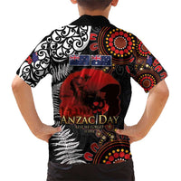 Australia and New Zealand ANZAC Day Family Matching Short Sleeve Bodycon Dress and Hawaiian Shirt Aboriginal and Maori Art Pattern - Gallipoli Lest We Forget LT03 - Polynesian Pride