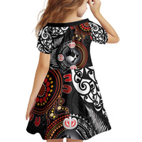 Australia and New Zealand Together Family Matching Off Shoulder Maxi Dress and Hawaiian Shirt Aboriginal and Maori Art Tattoo LT03 - Polynesian Pride