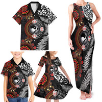 Australia and New Zealand Together Family Matching Tank Maxi Dress and Hawaiian Shirt Aboriginal and Maori Art Tattoo LT03 - Polynesian Pride