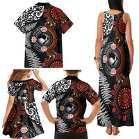 Australia and New Zealand Together Family Matching Tank Maxi Dress and Hawaiian Shirt Aboriginal and Maori Art Tattoo LT03 - Polynesian Pride