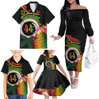 Vanuatu Selebretem 44th Indipendens Dei Family Matching Off The Shoulder Long Sleeve Dress and Hawaiian Shirt Sand Drawing Turtle Melanesian Vibes LT03 - Polynesian Pride