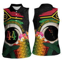 Vanuatu Selebretem 44th Indipendens Dei Women Sleeveless Polo Shirt Sand Drawing Turtle Melanesian Vibes