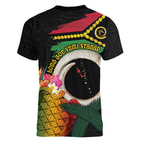 Vanuatu Selebretem 44th Indipendens Dei Women V-Neck T-Shirt Sand Drawing Turtle Melanesian Vibes