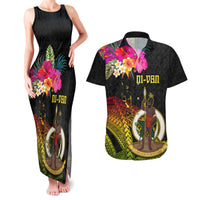 Vanuatu Ni-Van Couples Matching Tank Maxi Dress and Hawaiian Shirt Coat of Arms Sand Drawing