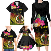 Vanuatu Ni-Van Family Matching Long Sleeve Bodycon Dress and Hawaiian Shirt Coat of Arms Sand Drawing LT03 - Polynesian Pride