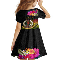 Vanuatu Ni-Van Family Matching Off Shoulder Maxi Dress and Hawaiian Shirt Coat of Arms Sand Drawing