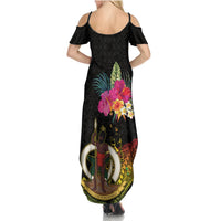Vanuatu Ni-Van Summer Maxi Dress Coat of Arms Sand Drawing