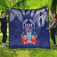 Guam Liberation Day Quilt The Tribal Latte Stone and Dolphins with Hibiscus Chamorro Culture
