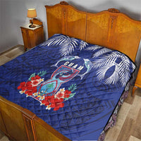 Guam Liberation Day Quilt The Tribal Latte Stone and Dolphins with Hibiscus Chamorro Culture