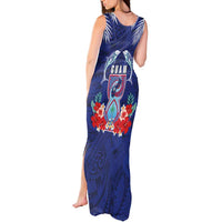 Guam Liberation Day Tank Maxi Dress The Tribal Latte Stone and Dolphins with Hibiscus Chamorro Culture