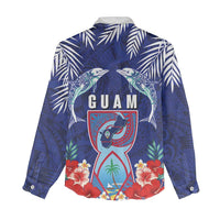 Guam Liberation Day Women Casual Shirt The Tribal Latte Stone and Dolphins with Hibiscus Chamorro Culture LT03 - Polynesian Pride