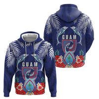 Guam Liberation Day Zip Hoodie The Tribal Latte Stone and Dolphins with Hibiscus Chamorro Culture
