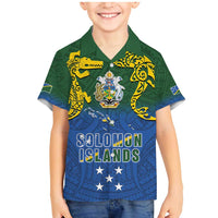 Solomon Islands Family Matching Mermaid Dress and Hawaiian Shirt The Guardians-Tribal Crocodile and Shark Melanesian Tattoo LT03 Son's Shirt Green - Polynesian Pride
