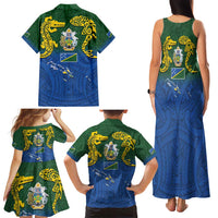 Solomon Islands Family Matching Tank Maxi Dress and Hawaiian Shirt The Guardians-Tribal Crocodile and Shark Melanesian Tattoo LT03 - Polynesian Pride