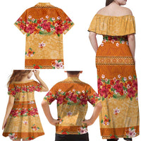 Hawaii Hibiscus Family Matching Off Shoulder Maxi Dress and Hawaiian Shirt Turtles and Tribal Motifs Vintage Floral Style LT03 - Polynesian Pride