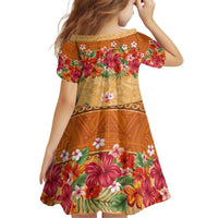 Hawaii Hibiscus Kid Short Sleeve Dress Turtles and Tribal Motifs Vintage Floral Style